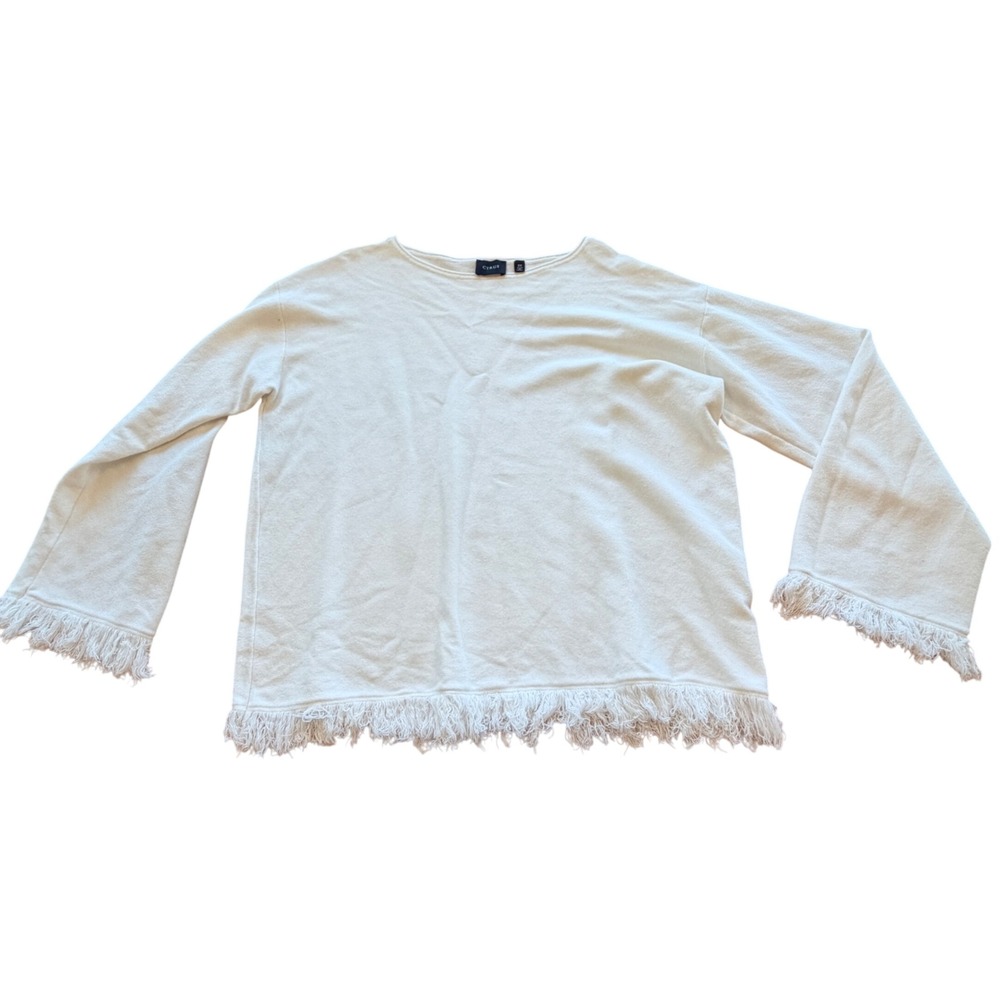 Cyrus Fringe Hem Sweater Women 2X Long Sleeve Knit Boho‎ Western Beachy costal